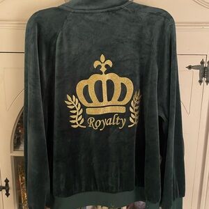 Vintage Ashley Stewart Green Velour Bomber Royalty Jacket with Gold Accents XL